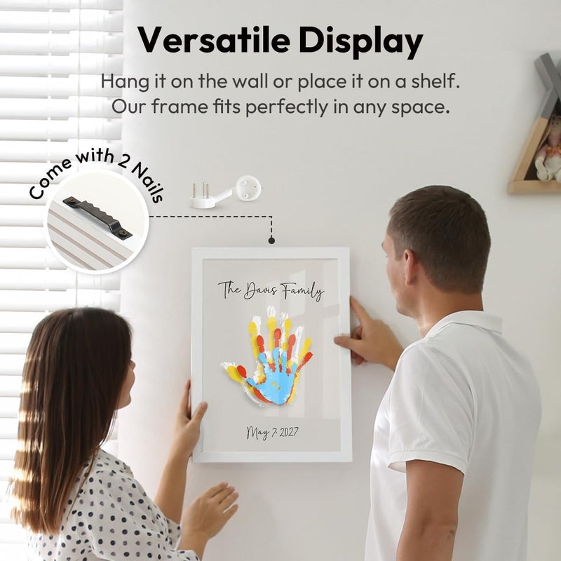 Kaciola Family Handprint Kit, DIY Newborn Keepsake Frame, Baby Hand and Footprint Kit, Unique New Baby Gift for Mothers Day Crafts Anniversary (White) - Image 5